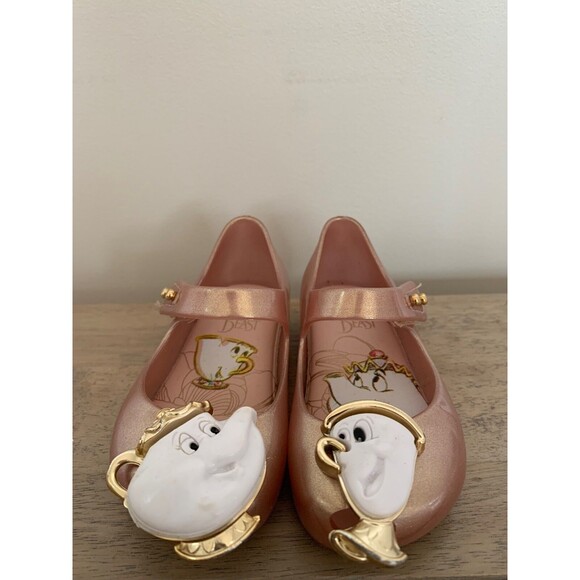 Mini Melissa Toddler Beauty & Beast Rose Gold Mary Jane Shoes Size 5 - Picture 2 of 5
